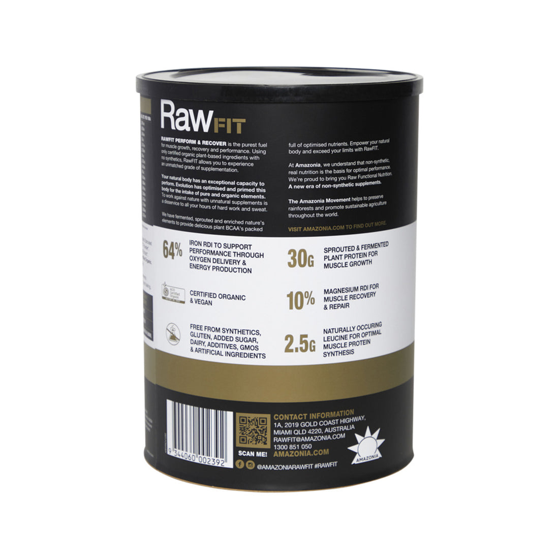 Amazonia RawFIT Plant Protein Organic Perform &amp; Recover Creamy Vanilla 1.25kg