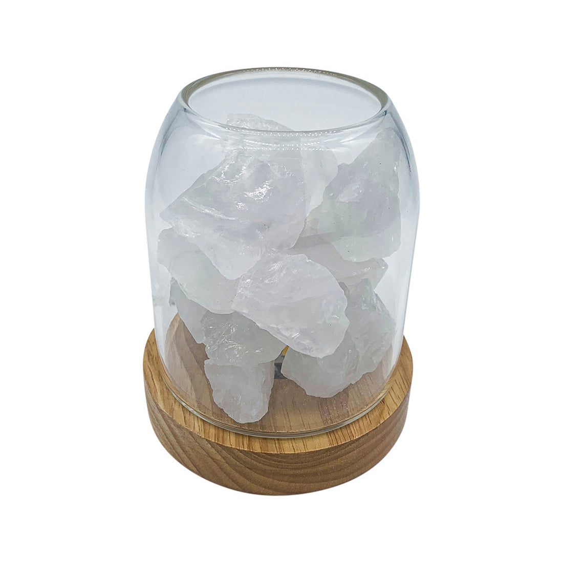 Aurora Crystal Diffuser Wooden Base with Light Clear Quartz
