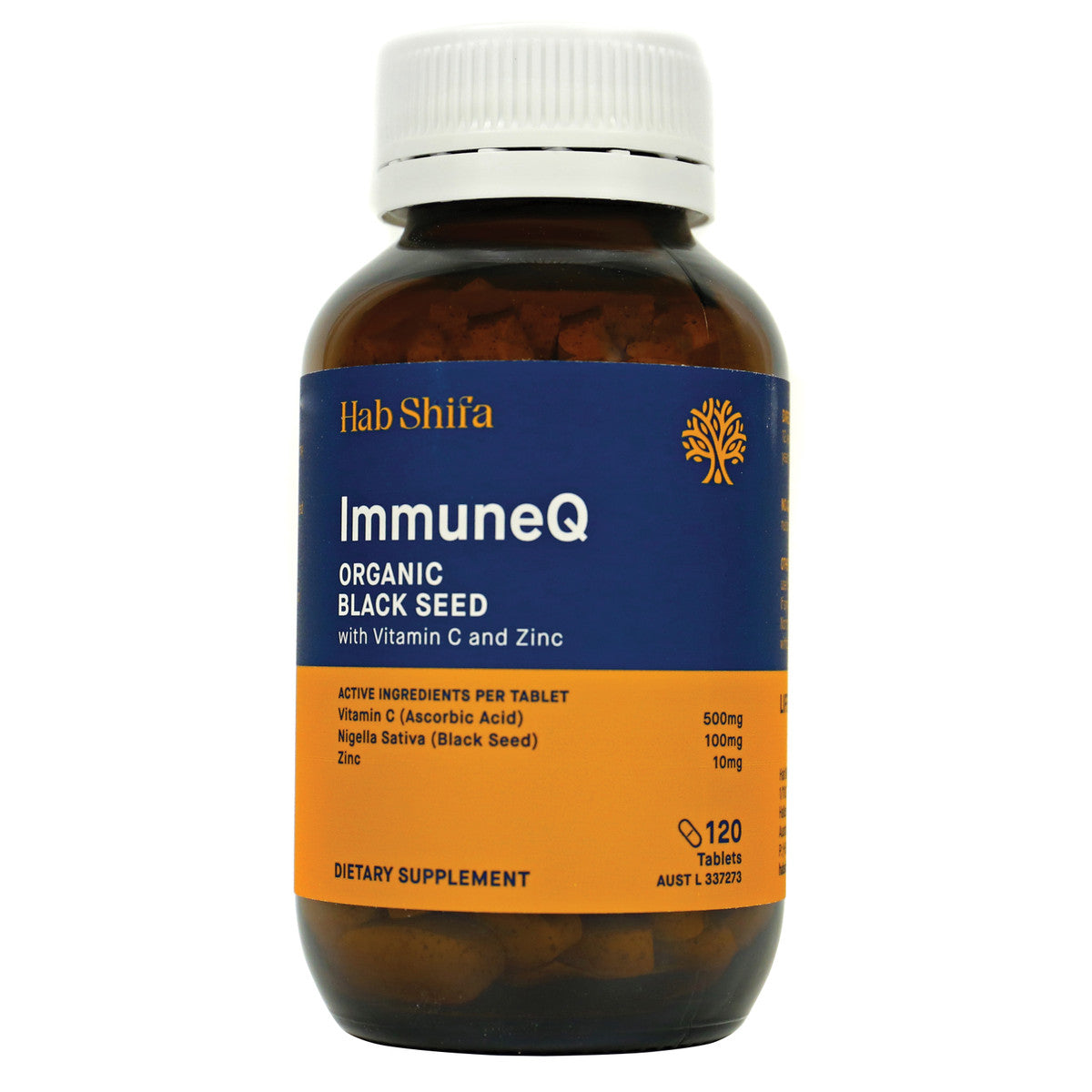Hab Shifa ImmuneQ Organic Black Seed with Vitamin C &amp; Zinc 120t