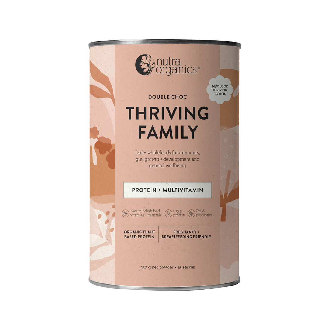 Nutra Organics Organic Thriving Family Protein (Protein + Multivitamin) Double Choc 450g