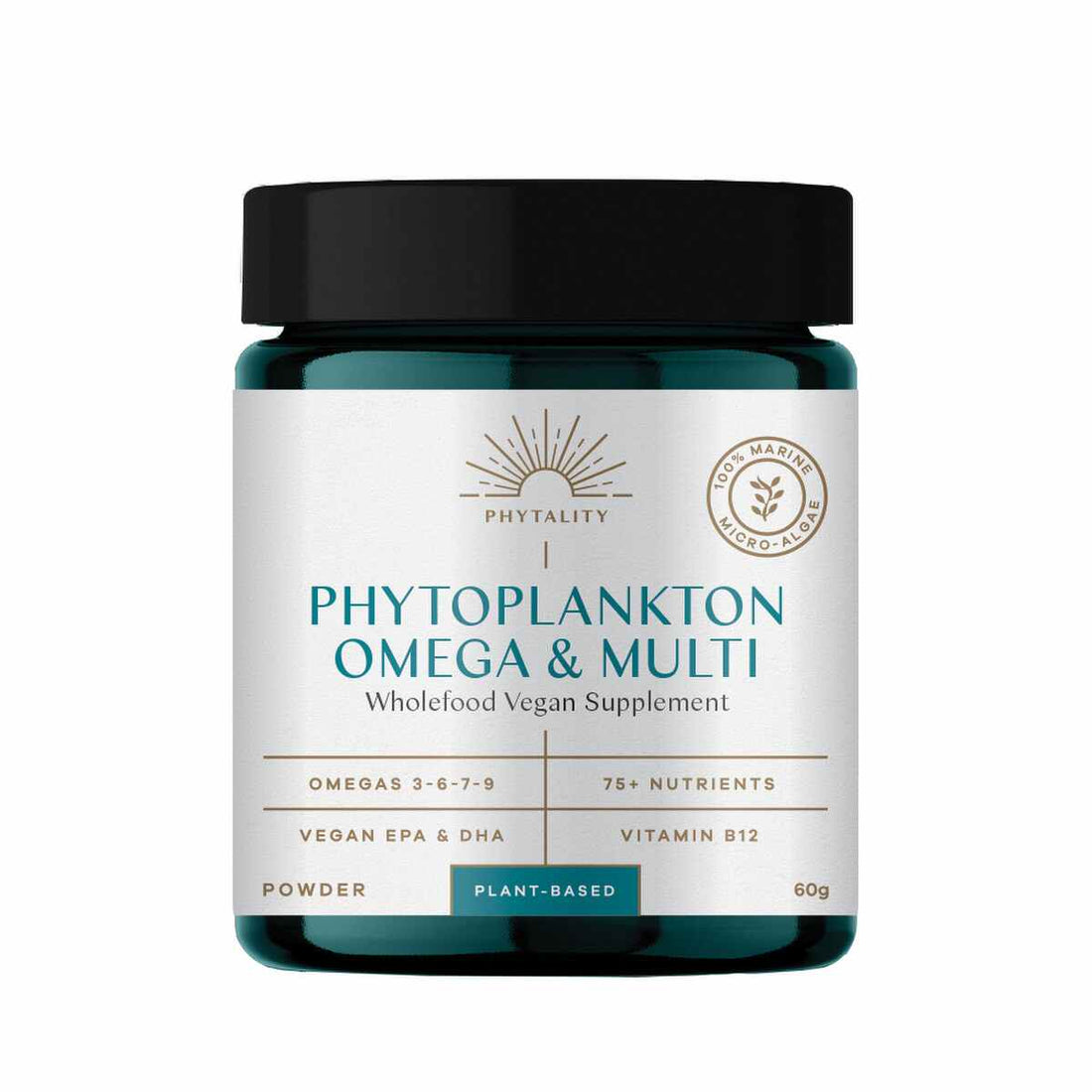 Phytality Phytoplankton Omega &amp; Multi (Wholefood Vegan Supplement) Powder 60g