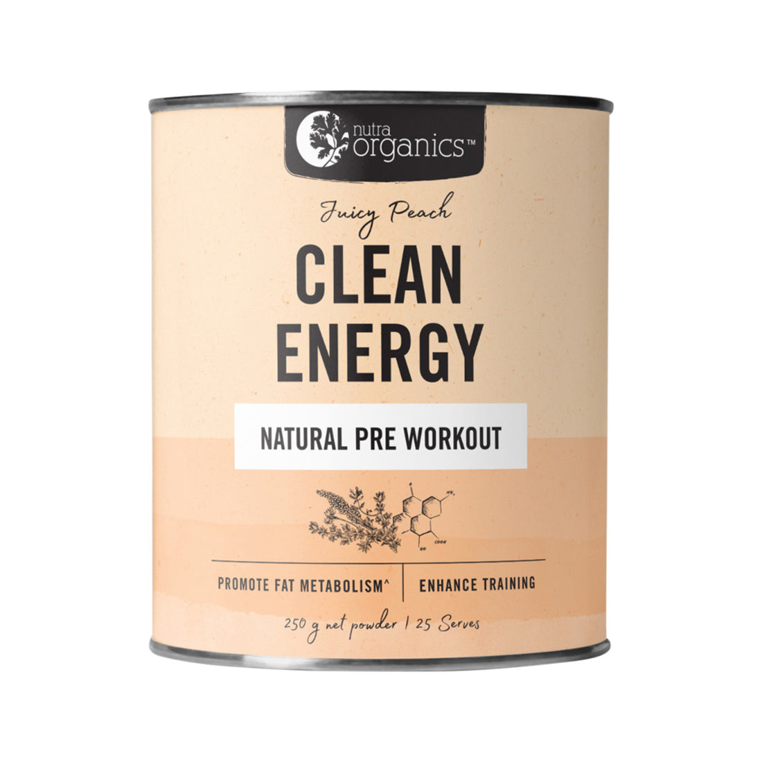 Nutra Organics Clean Energy Juicy Peach 250g Powder