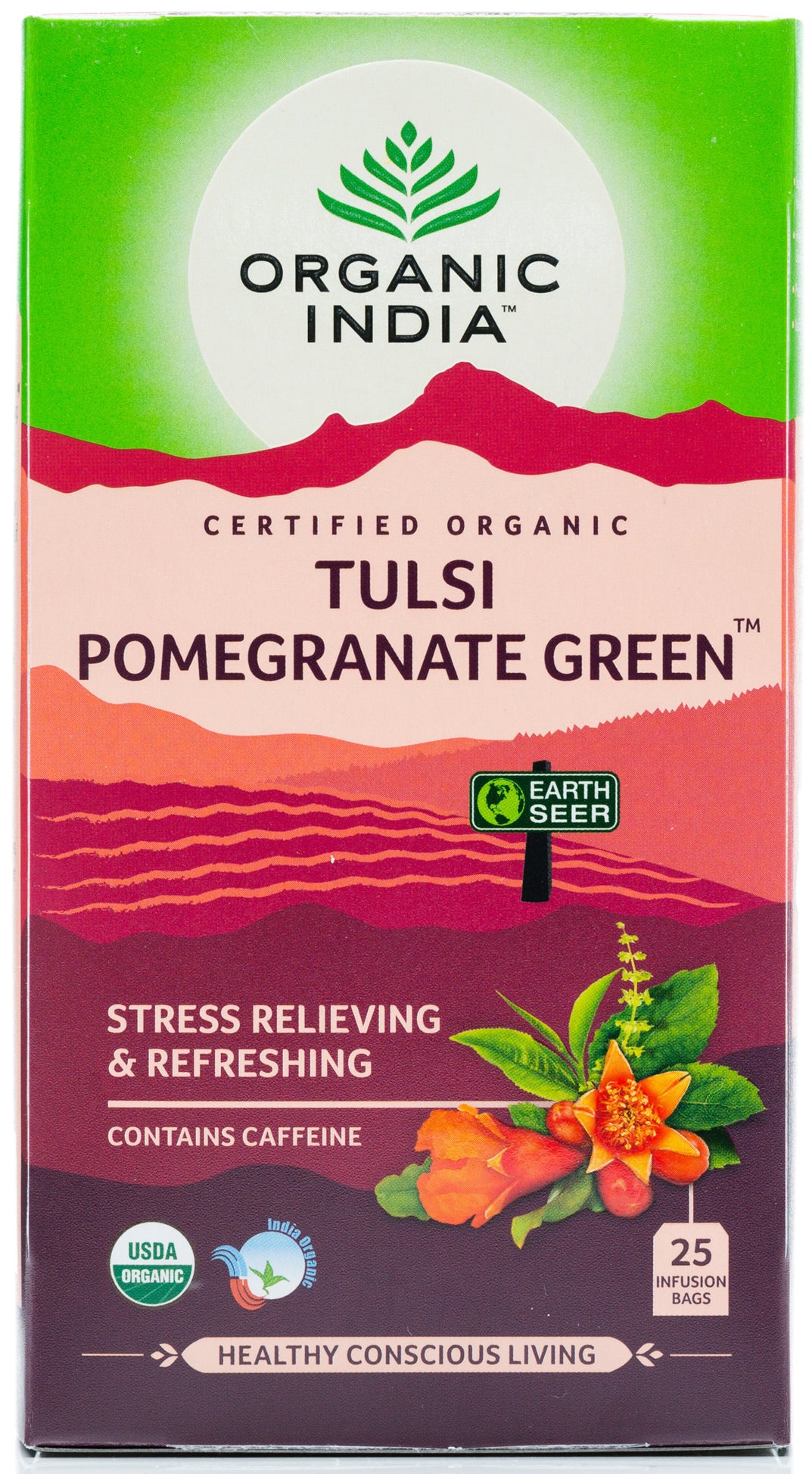 Organic India Tulsi Pomegranate Green x 25 Tea Bags